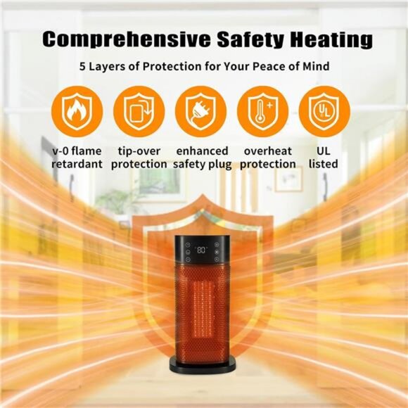 Portable Space Heater Indoor–Fast Heating, PTC Ceramic Heating with Remote - Picture 2 of 8